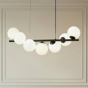 Lucande Suspensie Isandro, negru / opal, 7 lumini, reglabil, Negru, Camera de zi / sufragerie, Sticlă, Design