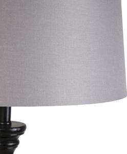 Lampă de podea neagră cu nuanță de in gri gri 45 cm - Classico