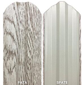 Sipca metalica pentru gard Tisa, stejar alb, 0.40 mm grosime, 1500 x 115 mm, 25 bucati + 50 bucati surub autoforant