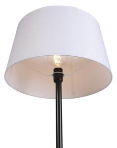 Lampă de podea neagră cu abajur de in alb 45 cm - Simplo