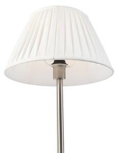 Lampă de masă clasică din oțel cu umbră plisată alb 35 cm - Simplo