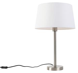 Lampă de masă modernă din oțel cu nuanță albă de 32 cm - Simplo