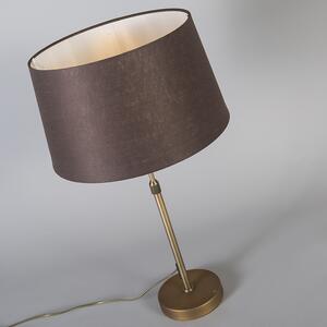 Lampă de masă bronz cu umbră maro 35 cm reglabilă - Parte