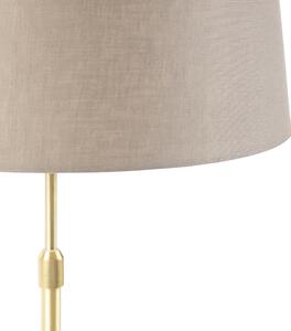 Lampă de masă auriu / alamă cu abajur de in taupe 35 cm - Parte