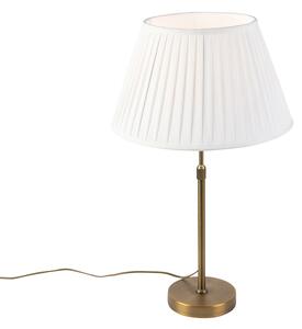 Lampă de masă din bronz cu umbră plisată alb 35cm - Parte