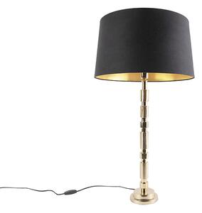 Lampă de masă Art Deco aurie cu nuanță de bumbac negru 45 cm - Torre
