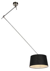Lampă suspendată cu abajur de in negru 35 cm - oțel Blitz I