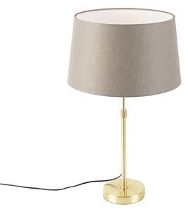 Lampă de masă auriu / alamă cu abajur de in taupe 35 cm - Parte
