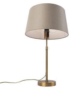 Lampă de masă din bronz cu abajur de in taupe 35cm - Parte