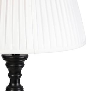 Lampă de podea neagră cu umbră plisată alb 45 cm - Classico