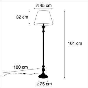 Lampă de podea neagră cu umbră plisată alb 45 cm - Classico