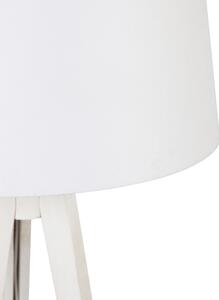 Lampă de podea modernă trepied alb cu abajur de in alb 45 cm - Tripod Classic