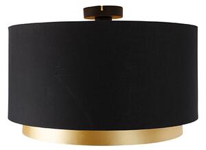 Plafoniera modernă neagră cu abajur duo auriu de 47 cm - Combi