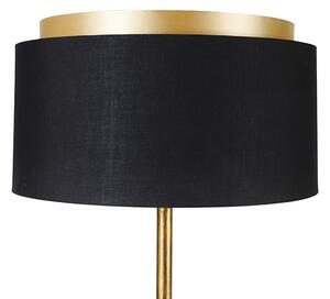 Lampă de podea modernă aurie cu umbră neagră cu auriu - Simplo
