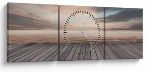 Tablou - Pier la apus de soare (cu ceas) (90x30 cm)