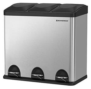 Cos de reciclare, Songmics, 54L, Silver+Black, LTB54L