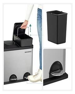 Cos de reciclare, Songmics, 54L, Silver+Black, LTB54L