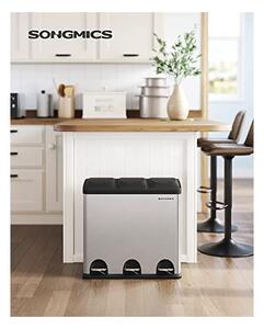 Cos de reciclare, Songmics, 54L, Silver+Black, LTB54L
