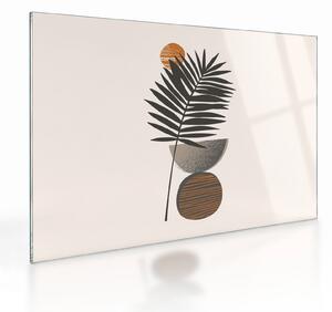 Tablou pe sticlă - Abstracție cu frunze de palmier (70x50 cm)