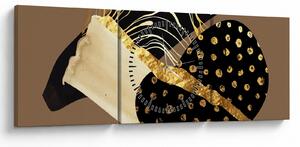 Tablou - Abstracție maro auriu N⁰1 (cu ceas) (90x30 cm)