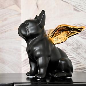 Figurina Decorativa Sitting Angel Dog Auriu-Negru