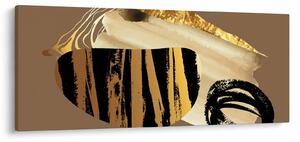 Tablou - Abstracție maro auriu N⁰2 (120x50 cm)
