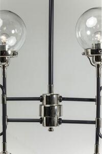 Lustra Kare Design Pipe Visible Eight, oțel și sticlă, Lățime 88,9 cm, Înălțime 128 cm, Culoare argintiu și negru, Abajur transparent, Stil modern glamour avangard, Finisaj lacuit