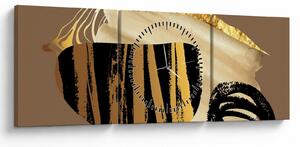 Tablou - Abstracție maro auriu N⁰2 (cu ceas) (90x30 cm)