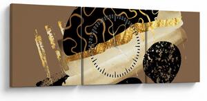 Tablou - Abstracție maro auriu N⁰3 (cu ceas) (90x30 cm)