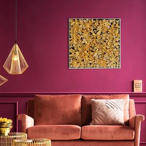 Decoratiune de perete cu rama Auriu Flower 60x60cm