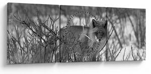 Tablou - Vulpe în timpul iernii (cu ceas) (90x30 cm)