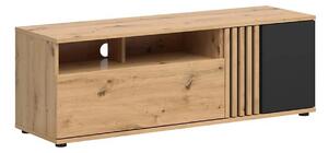 Comoda TV VABRES, stejar artisan/negru mat, PAL laminat, 136x40x47 cm