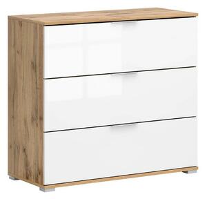 Comoda ZELE, steja wotan/alb lucios, PAL laminat, 95x41x86 cm