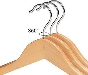 Set de 6 umerase din lemn, Songmics, Natural-Argintiu, 44.5x23.5x5.5 cm