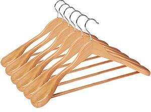 Set de 6 umerase din lemn, Songmics, Natural-Argintiu, 44.5x23.5x5.5 cm