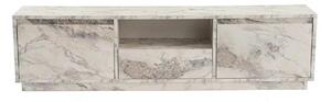 Comoda TV VANGUARD, alb cu efect de marmura, PAL, 160x30x42 cm