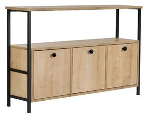 Comoda SOLACE, stejar/negru, PAL/metal, 120x30x77 cm