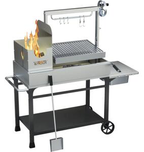 Grătar cu cărbuni Tenneker AURORA TW suprafață de gătire 66x51 cm incl. raft lateral, suport tacâmuri, grilaj, desfăcător de sticle