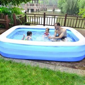 Piscina gonflabila pentru copii si adulti PVC 210x135 X 54 cm albastru/alb