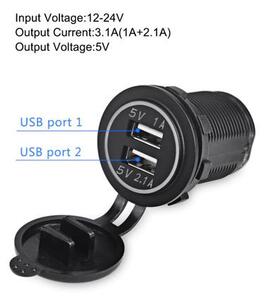 Priza incarcator USB auto dual port 5V 1A si 2.1A