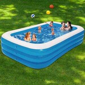 Piscina gonflabila pentru copii si adulti PVC 210x135 X 54 cm albastru/alb
