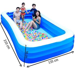Piscina gonflabila pentru copii si adulti PVC 210x135 X 54 cm albastru/alb