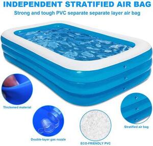 Piscina gonflabila pentru copii si adulti PVC 210x135 X 54 cm albastru/alb