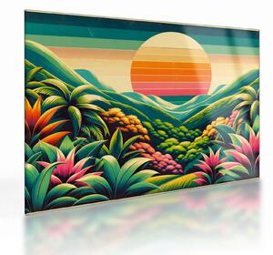Tablou pe sticlă - Apus de soare multicolor (70x50 cm)