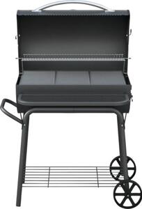 Grătar cu cărbuni Tenneker Ranger TC-3 negru suprafața de gătire 72x48 cm incl. termometru în capac, etajeră