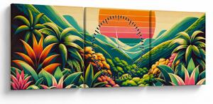 Tablou - Apus de soare multicolor (cu ceas) (90x30 cm)
