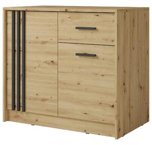 Comoda CANADA CY4, stejar artisan/negru, PAL laminat, 102x42x94 cm