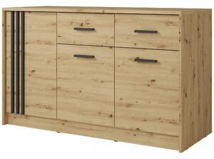 Comoda CANADA CD4, stejar artisan/negru, PAL laminat, 150x42x94 cm