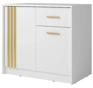 Comoda CANADA CY25, alb/auriu, PAL laminat, 102x42x94 cm