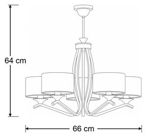 Brilagi - Lustru pe tijă SAPHIRE 5xE27/15W/230V diam. 66 cm crem/auriu/patină
